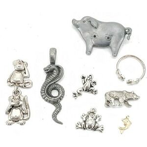 Animal Pewter Charms for Bracelet Necklace Assorted Jewelry Lot of 8